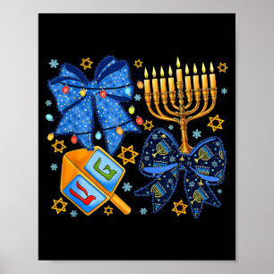 Gelukkig Hanukka Boog Menorah Dreidel Joodse Vrouw Poster