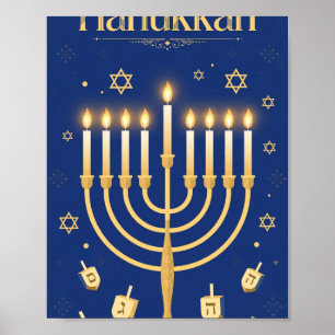Gelukkig Hanukka — Gouden Menora Festival Kunst Poster