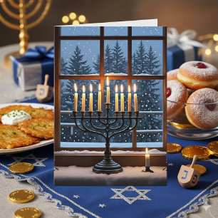 Gelukkig Hanukka Menora Acht Nachten van Vrede Kaart