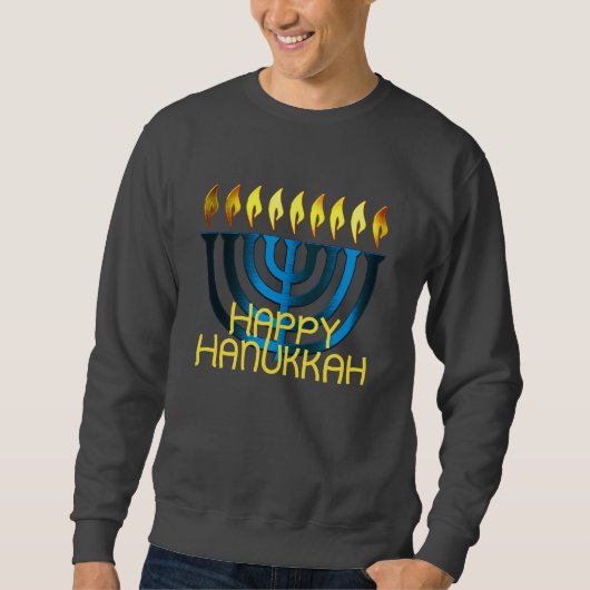 Gelukkig Hanukka Menora Blauw Trui (Voorkant)