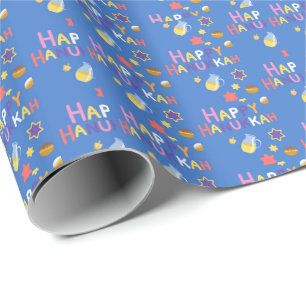Gelukkig Hanukka Menora Inpakpapier