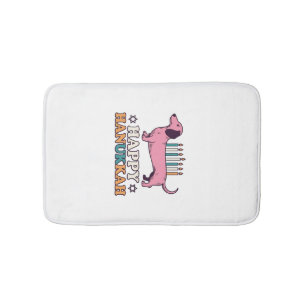 Gelukkig Hanukkah Dachshund Menora Hond Shirt Ontw Badmat