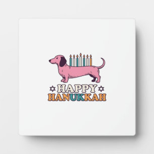 Gelukkig Hanukkah Dachshund Menora Hond Shirt Ontw Fotoplaat