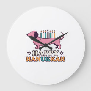 Gelukkig Hanukkah Dachshund Menora Hond Shirt Ontw Grote Klok