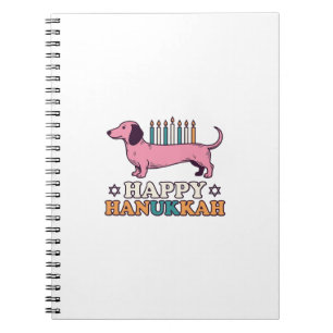 Gelukkig Hanukkah Dachshund Menora Hond Shirt Ontw Notitieboek
