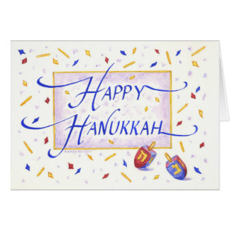 Gelukkig Hanukkah Feestelijke Dreidels Wenskaart