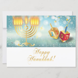 Gelukkig Hanukkah-festival Gouden Menora Lichten
