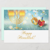 Gelukkig Hanukkah-festival Gouden Menora Lichten (Voorkant / Achterkant)