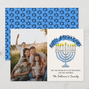 Gelukkig Hanukkah Menora Foto Feestdagenkaart