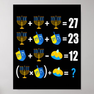 Gelukkig Hanukkah Menorah Dreidel Donut Wiskunde L Poster