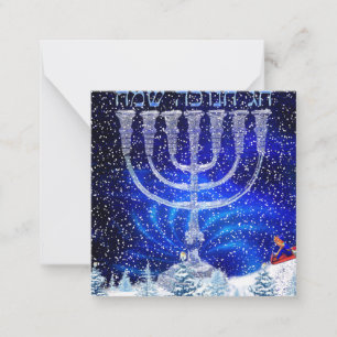 Gelukkig Hanukkah Sneeuw & Menorah Notitiekaartje