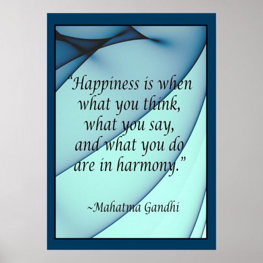 Gelukkig Harmony Gandhi Quote Poster (Voorkant)