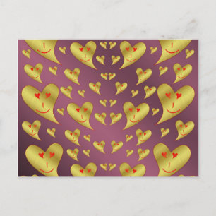 gelukkig, hart, liefde, glimlach, vrouw, schattig, briefkaart
