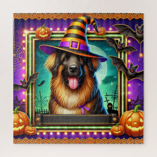 Gelukkig Heksenhond Halloween Pompoen Scene Legpuzzel