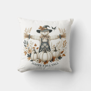 Gelukkig Herfst Scarecrow en Herfstloof Kussen