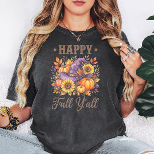 Gelukkig Herfst Y'All Heksenhoed Pompoenen Herfst T-shirt