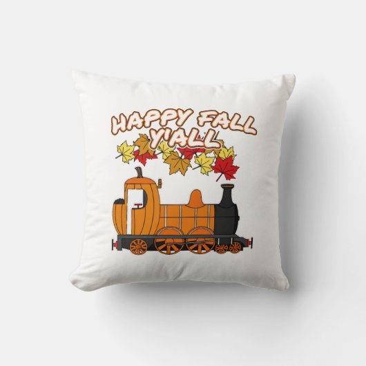 Gelukkig Herfst Y'All Stoomtrein Pompoen Spoorweg Kussen (Voorkant)