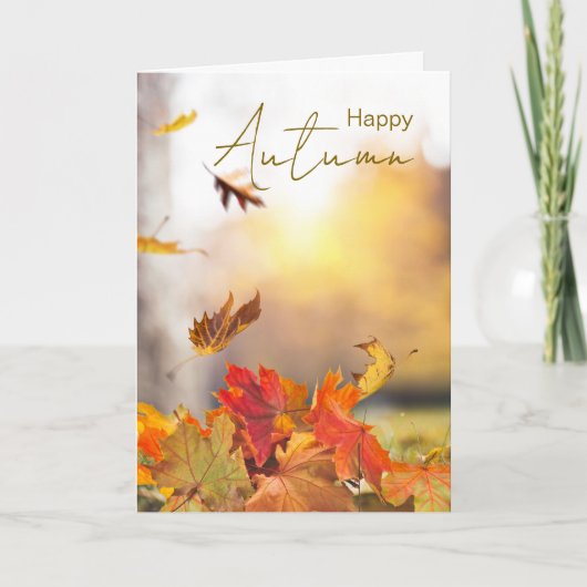 Gelukkig herfstseizoen met herfstbladeren kaart (Voorkant)