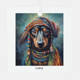 Gelukkig Hippie Dachshund aanpasbaar Metalen Ornament