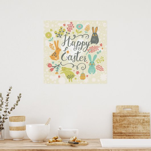 Gelukkig, hipster, trendy, retro, , leuk, leuk, le poster (Keuken)