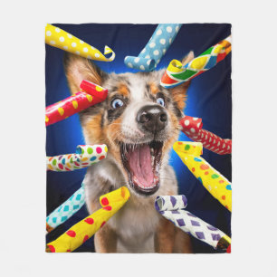 Gelukkig Hond Feest Toeters Fleece Deken