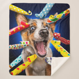 Gelukkig Hond Feest Toeters Sherpa Deken