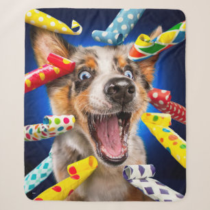 Gelukkig Hond Feest Toeters Sherpa Deken
