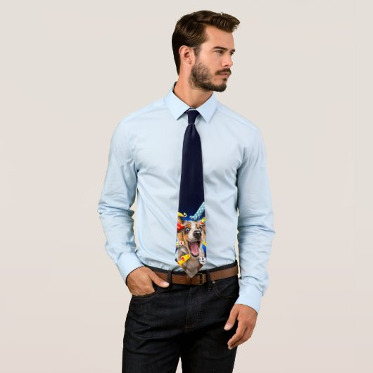 Gelukkig Hond Feest Toeters Stropdas (In situ)