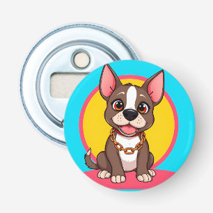 Gelukkig honden stripillustratie button flesopener