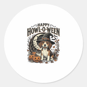 Gelukkig Howl-O-Ween Beagle Heksenhoed Halloween T Ronde Sticker