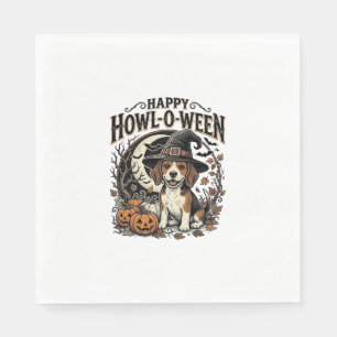 Gelukkig Howl-O-Ween Beagle Heksenhoed Halloween T Servet