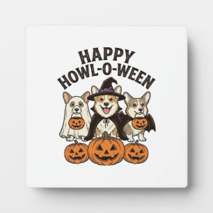 Gelukkig Howl-O-Ween Corgi Halloween Hond Vector O Fotoplaat