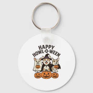 Gelukkig Howl-O-Ween Corgi Halloween Hond Vector O Sleutelhanger