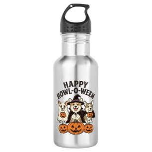 Gelukkig Howl-O-Ween Corgi Halloween Hond Vector O Waterfles
