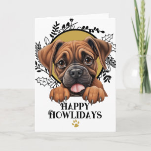 Gelukkig Howlidays Boxer Hond Kerstmis Feestdagen Kaart