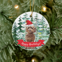 Gelukkig Howlidays Bruine Cockapoo Hond Kerst Orna