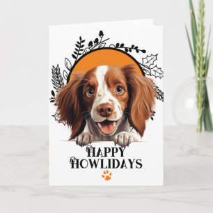 Gelukkig Howlidays Ierse Rood-Witte Setter Hond Feestdagen Kaart
