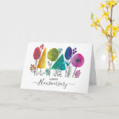 Gelukkig huis jubileum doorverwijzing kaart (Gele Bloem)