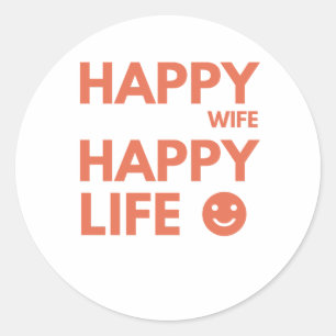 Gelukkig Huwelijk, Gelukkig Leven – Grappige Huwel Ronde Sticker