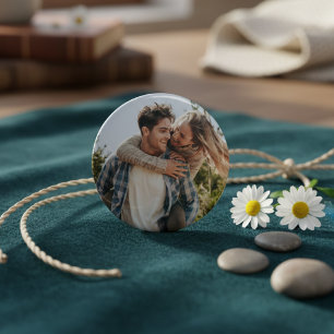 Gelukkig Huwelijk Koppel Foto Ronde Button 5,7 Cm