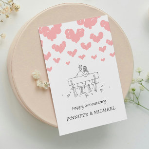 Gelukkig Huwelijksjubileum Getrouwd Koppel Harten Briefkaart