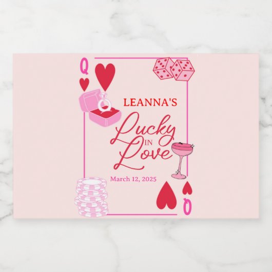 Gelukkig in de liefde, Bruidsfeest, Gelukkig, Sparkling Wijnetiket (Enkel label)