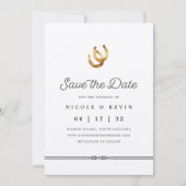 Gelukkig in de liefde | Rustieke Hoefijzers Foto Save The Date (Voorkant)