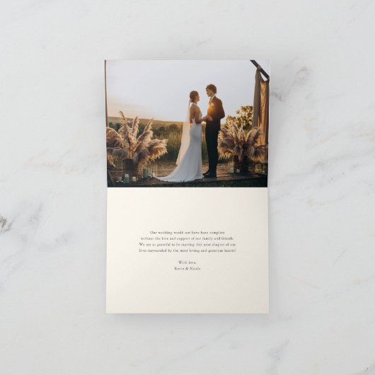 Gelukkig in de liefde | Rustieke Hoefijzers Trouwf Bedankkaart (Binnen)