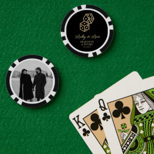 Gelukkig in liefde gouden dobbelstenen casino brui poker chips