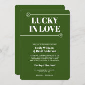 Gelukkig in Liefde Groene Vier Blad Moderne Bruilo Kaart (Voorkant / Achterkant)