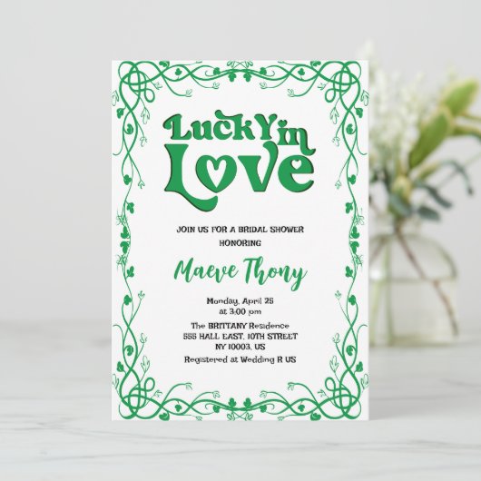 gelukkig in liefde St. Patrick's Day groene bruids Kaart (Staand voorkant)