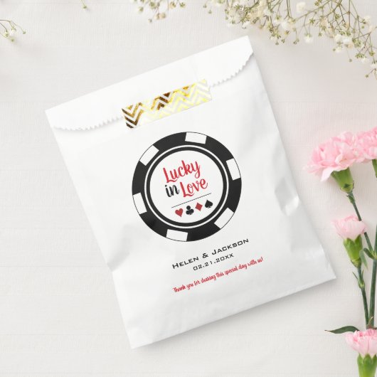 Gelukkig in liefde zwart wit poker chip bruiloft bedankzakje (Gezegeld)