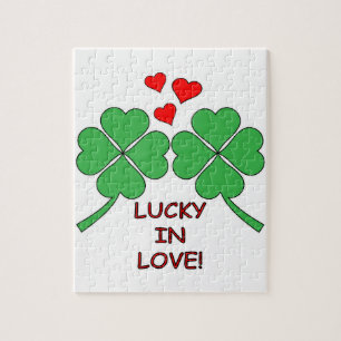 Gelukkig in Love Hearts Clover Legpuzzel
