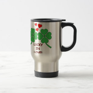Gelukkig in Love Hearts Clover Reisbeker